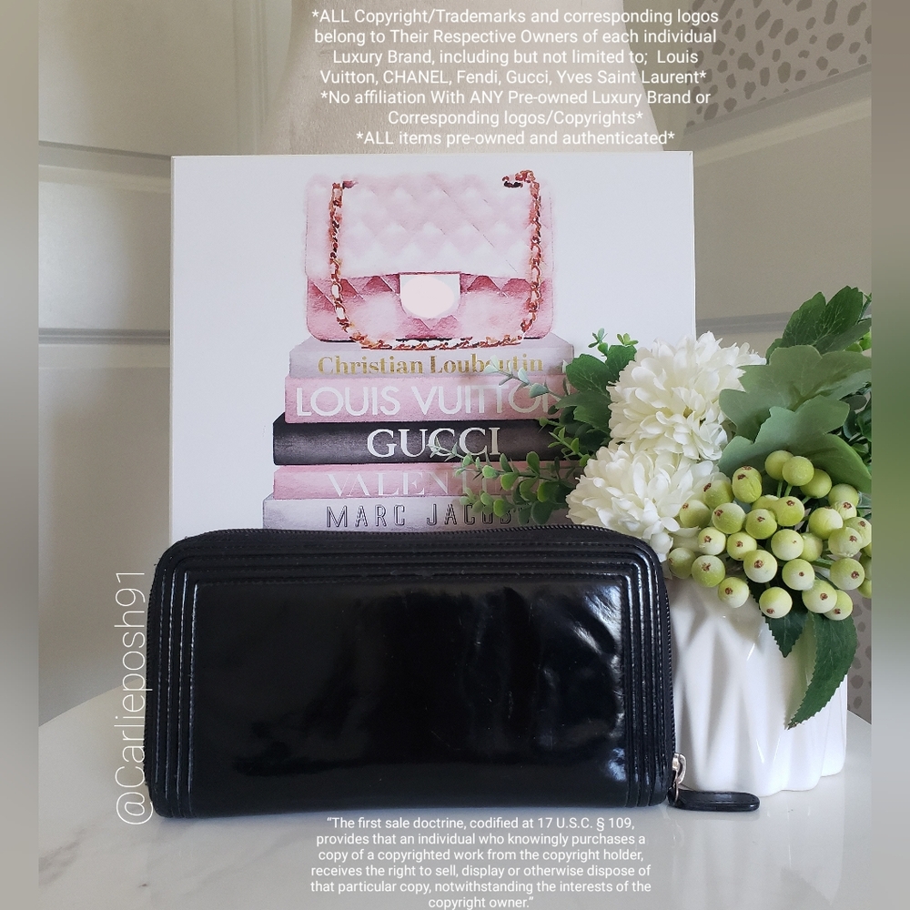 **SOLD** Authentic Pre-owned Chanel Boy Patent Zippy Long Wallet - Picture 3 of 14
